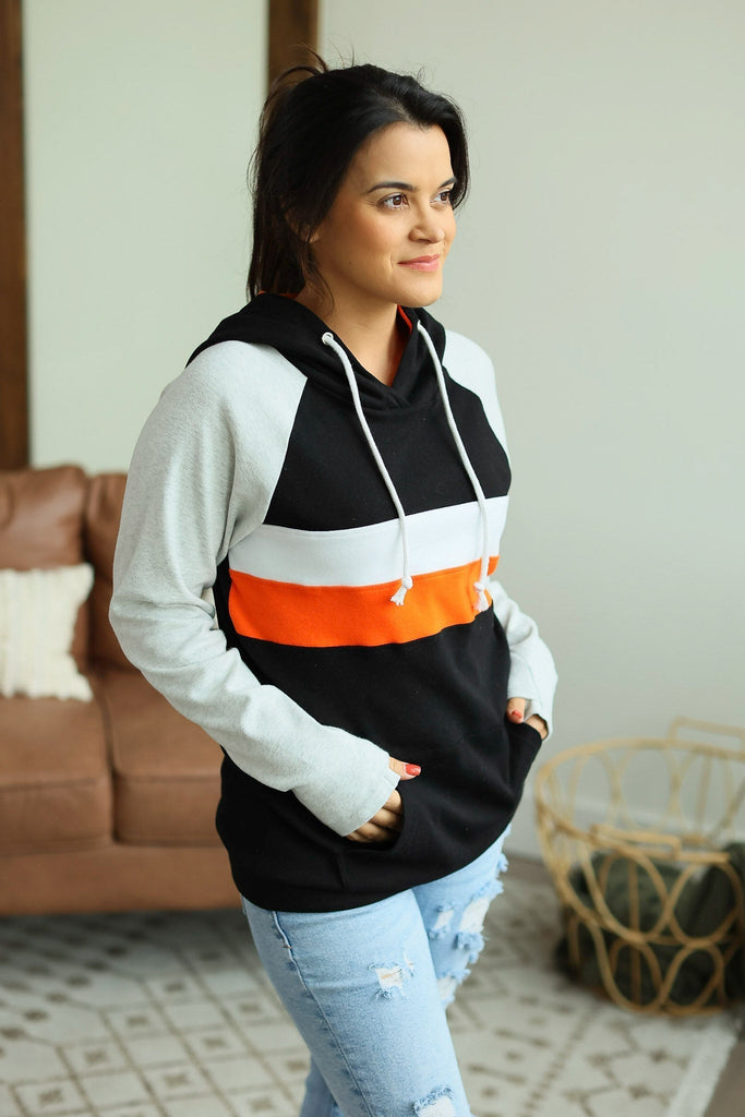 Ryan Hoodie - Orange and Black-Dear Me Southern Boutique, located in DeRidder, Louisiana
