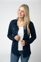 Ryleigh Ribbed Button Down - Navy-Dear Me Southern Boutique, located in DeRidder, Louisiana