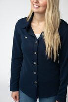 Ryleigh Ribbed Button Down - Navy-Dear Me Southern Boutique, located in DeRidder, Louisiana