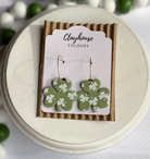 Sage Shamrock Hoop Clay Earrings-Earrings-Dear Me Southern Boutique, located in DeRidder, Louisiana