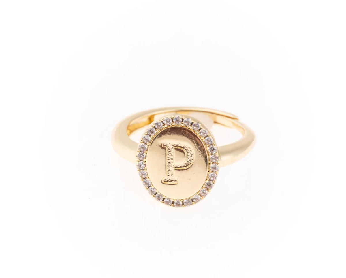Samantha Initial Ring-Jewelry - Rings-Dear Me Southern Boutique, located in DeRidder, Louisiana