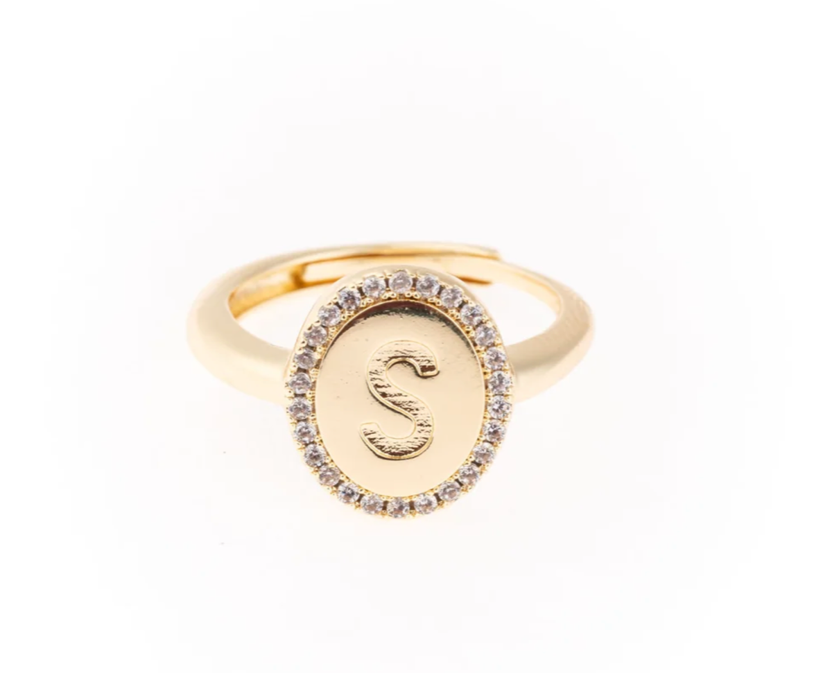 Samantha Initial Ring-Jewelry - Rings-Dear Me Southern Boutique, located in DeRidder, Louisiana
