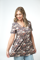 Sarah Ruffle Short Sleeve - Blushwood Floral-Tops-Dear Me Southern Boutique, located in DeRidder, Louisiana