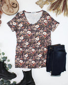 Sarah Ruffle Short Sleeve - Blushwood Floral-Tops-Dear Me Southern Boutique, located in DeRidder, Louisiana