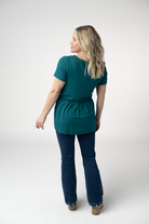 Sarah Ruffle Short Sleeve - Teal-Tops-Dear Me Southern Boutique, located in DeRidder, Louisiana