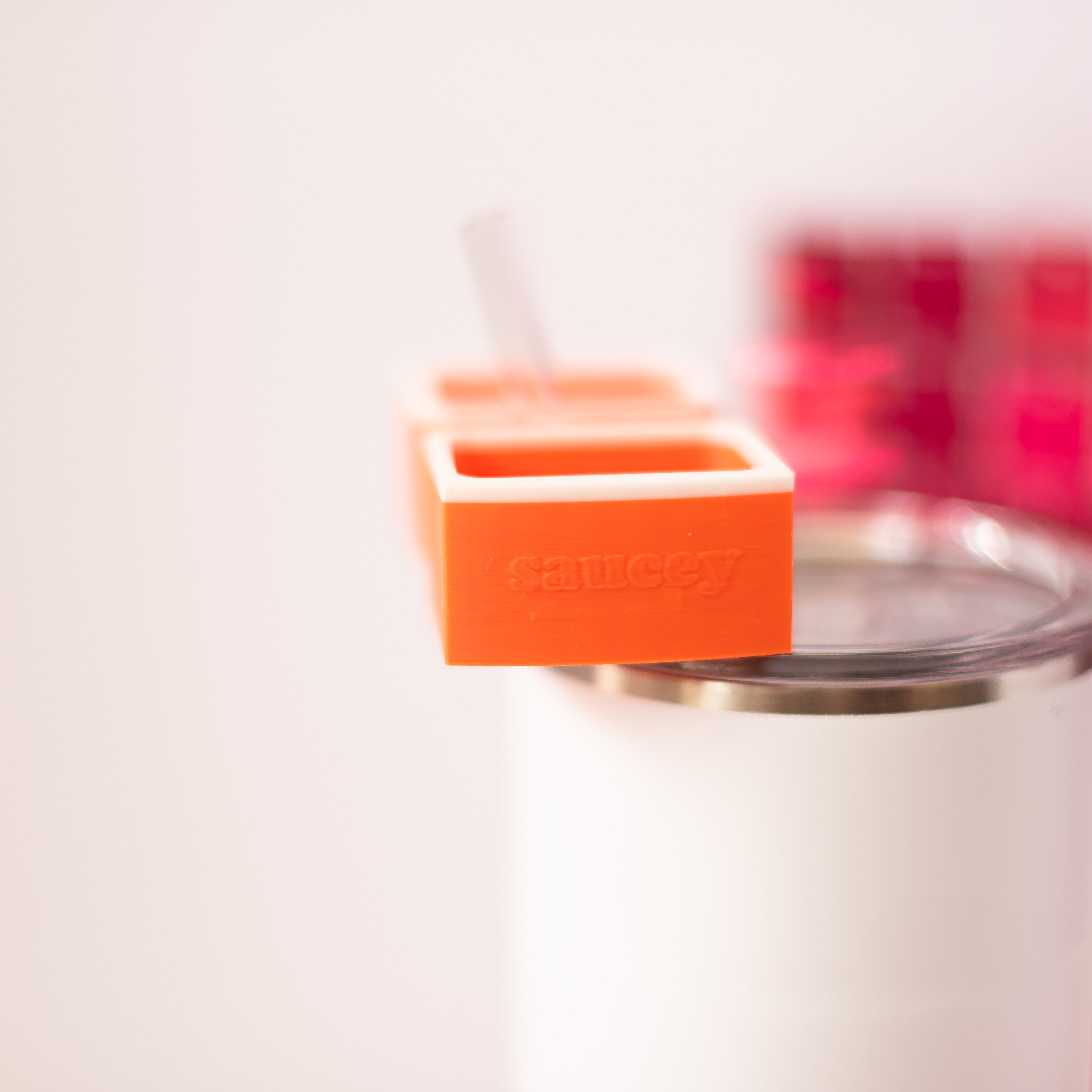 Sauce Cup Holder-Orange/White-Drinkwear-Dear Me Southern Boutique, located in DeRidder, Louisiana
