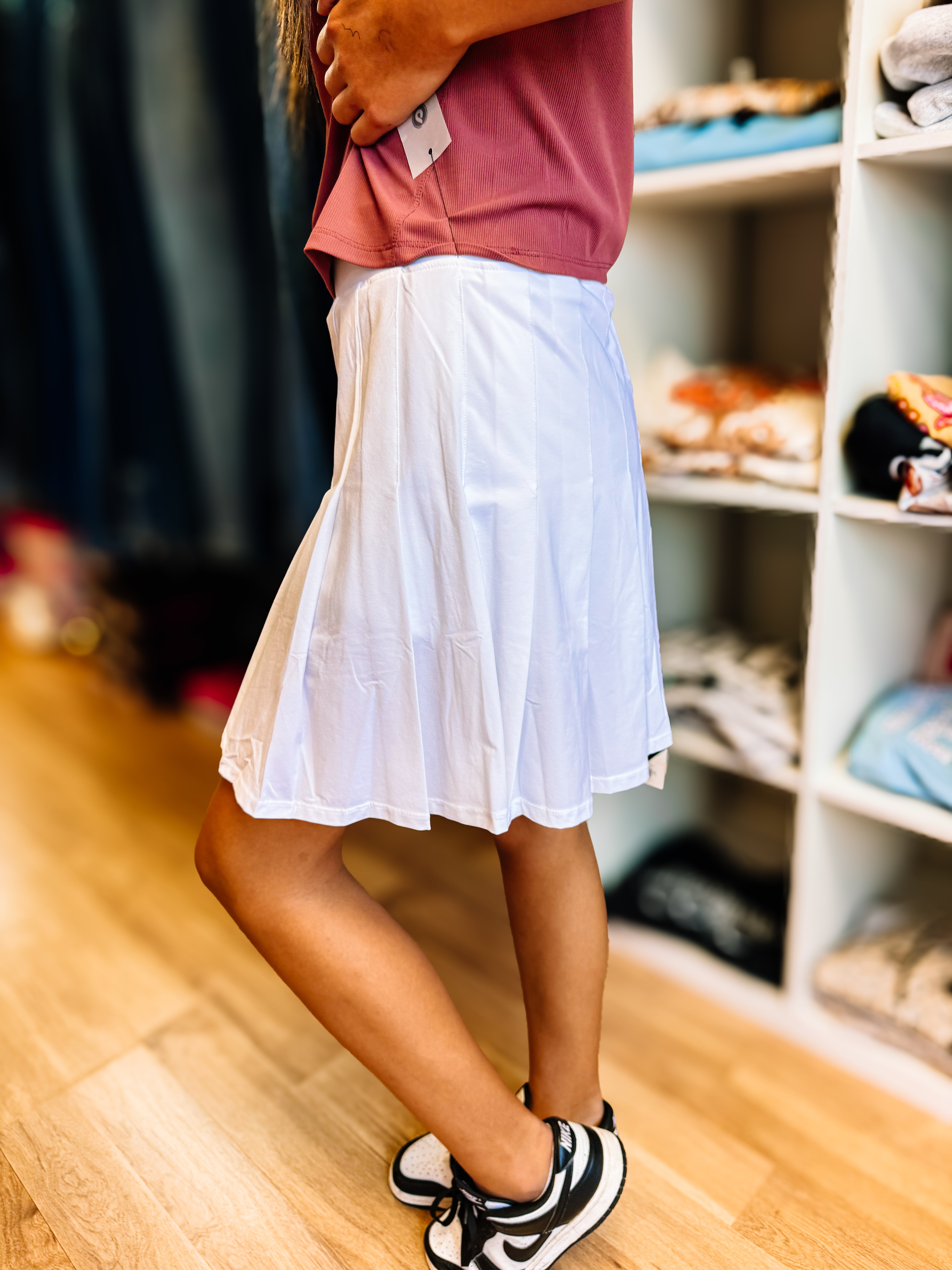 Savannah Pleated Tennis Skort - White-Skorts-Dear Me Southern Boutique, located in DeRidder, Louisiana