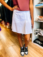 Savannah Pleated Tennis Skort - White-Skorts-Dear Me Southern Boutique, located in DeRidder, Louisiana