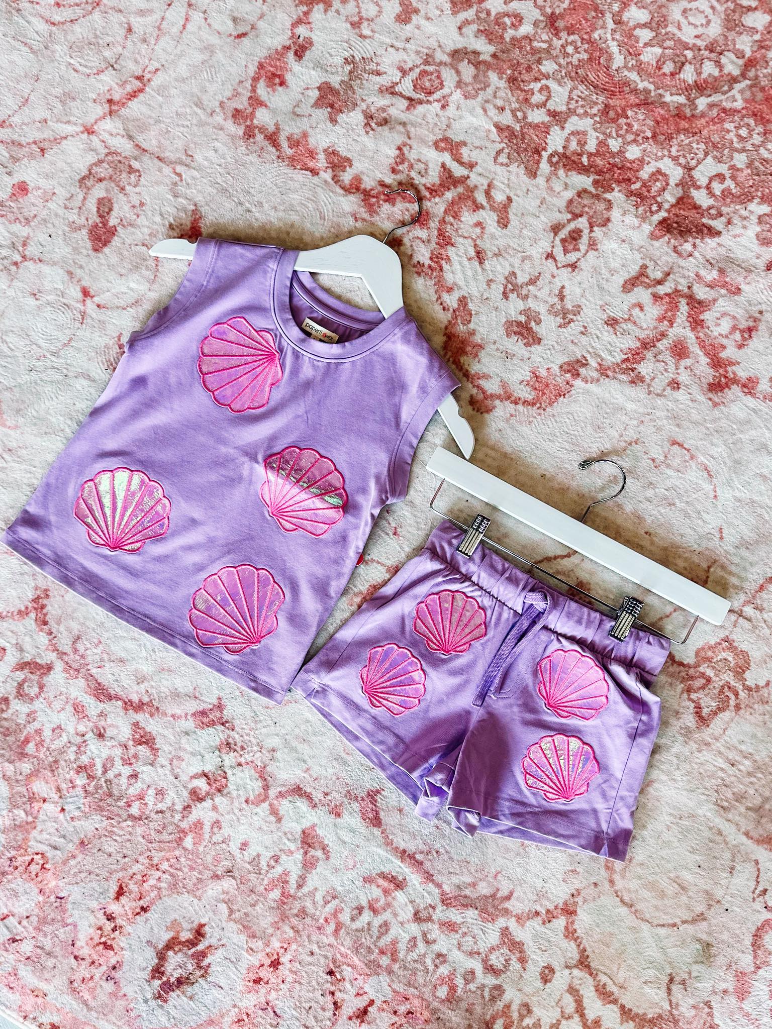 Seashell Sparkle Shorts – Lavender Lagoon-JAG Shorts-Dear Me Southern Boutique, located in DeRidder, Louisiana