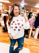 Sequin Hearts Sweatshirt Pullover-Sweaters-Dear Me Southern Boutique, located in DeRidder, Louisiana