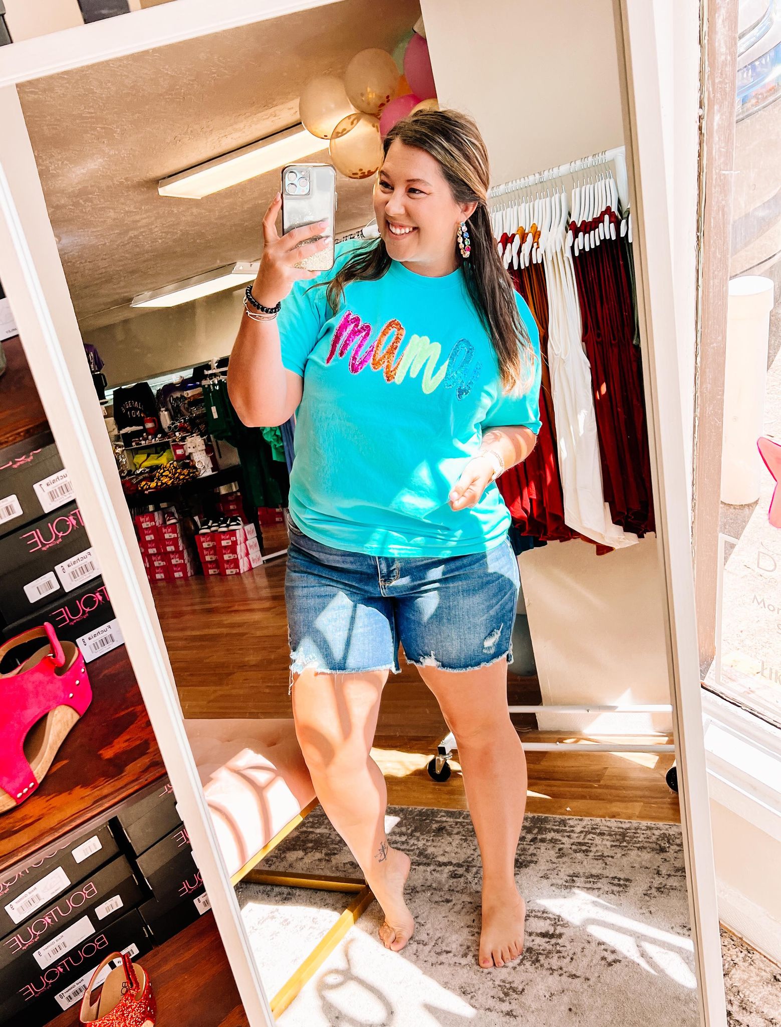 Sequin MAMA Tee-Graphic Tops-Dear Me Southern Boutique, located in DeRidder, Louisiana