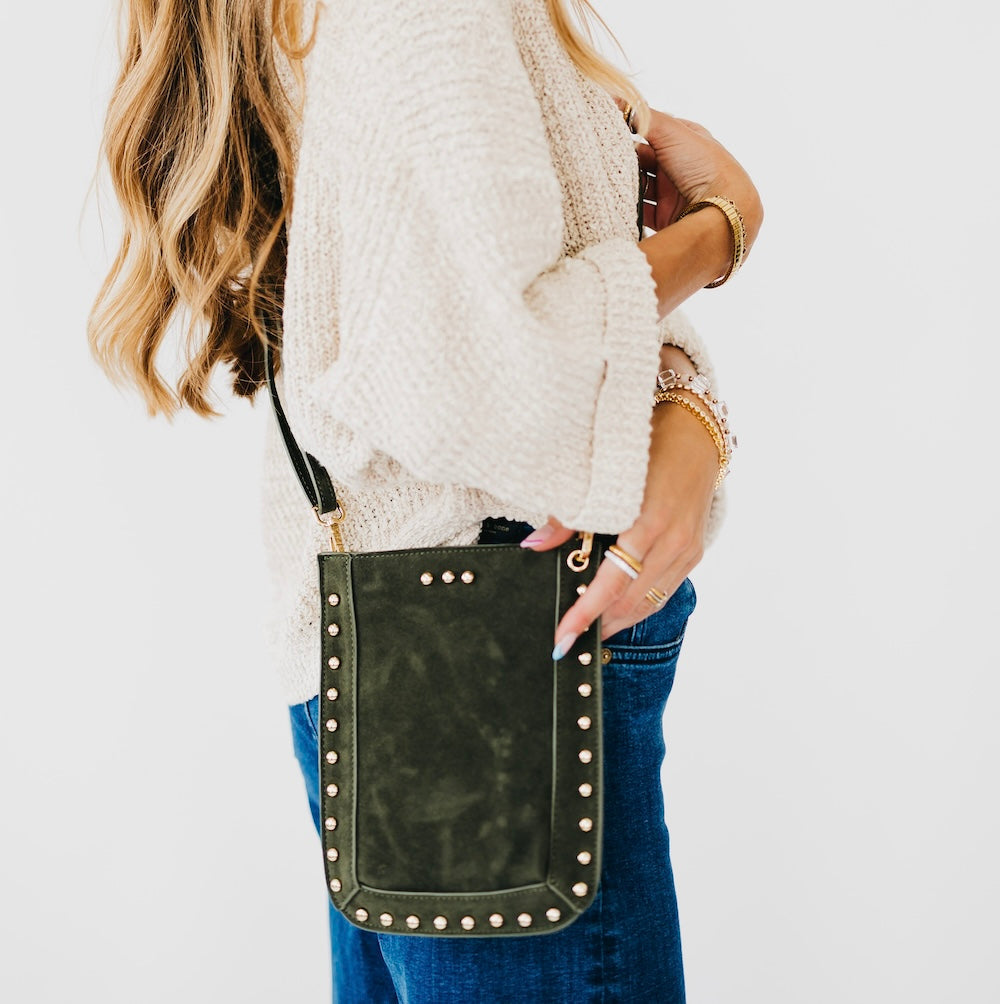 Shelby Suede Phone Bag-Crossbody Bag-Dear Me Southern Boutique, located in DeRidder, Louisiana