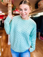 Shimmery Chic Knit Sweater - Mint-Sweaters-Dear Me Southern Boutique, located in DeRidder, Louisiana