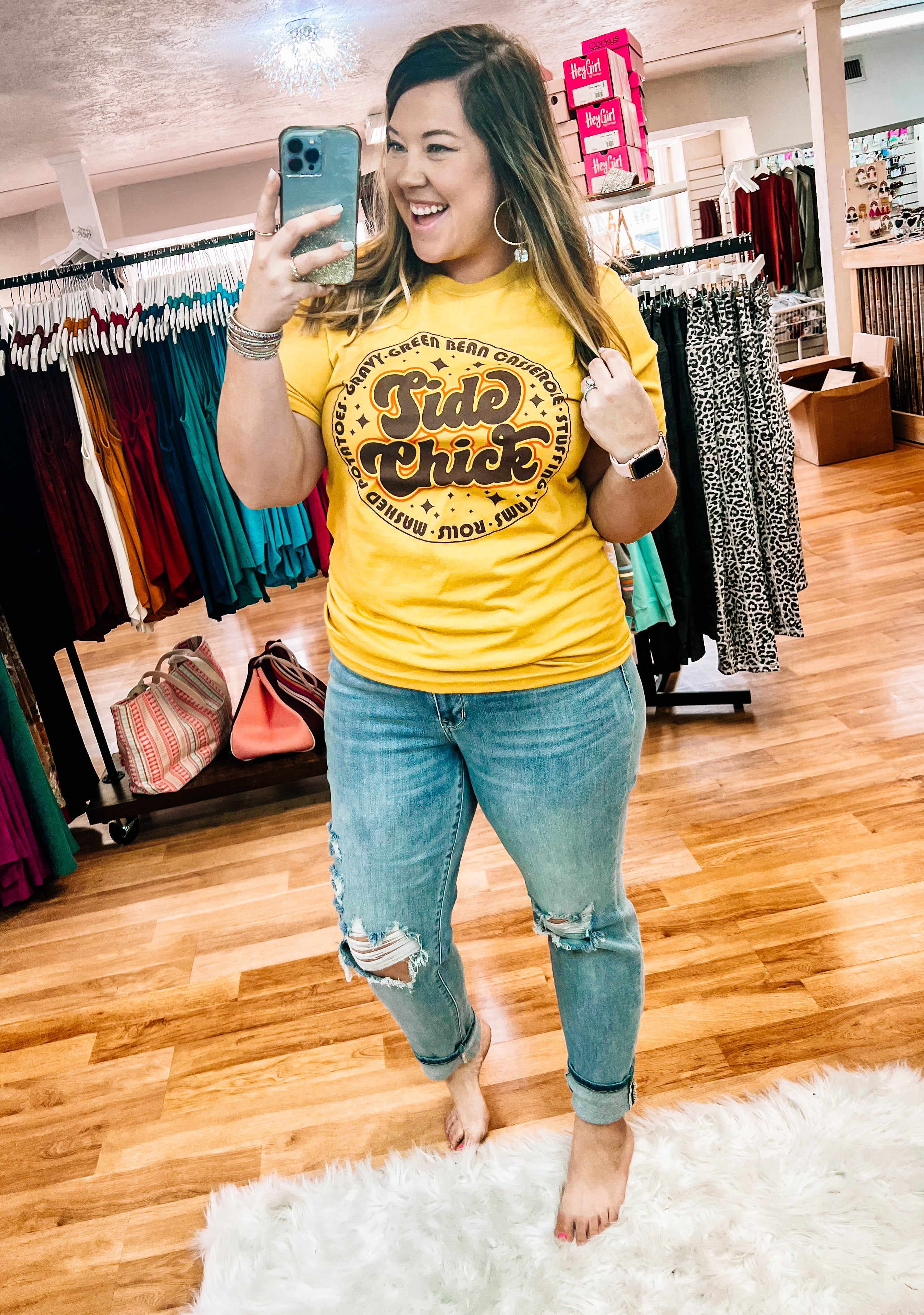 Side Chick Thanksgiving Tee-Graphic Tops-Dear Me Southern Boutique, located in DeRidder, Louisiana