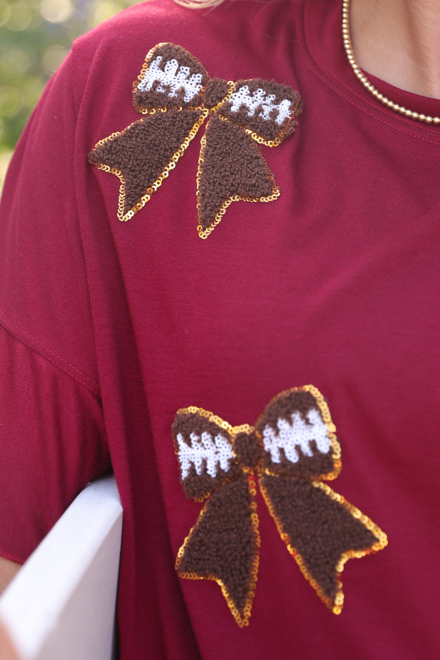 Sideline Sparkle Ruffle Top, Maroon-Top-Dear Me Southern Boutique, located in DeRidder, Louisiana