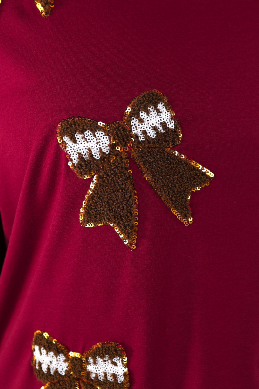 Sideline Sparkle Ruffle Top, Maroon-Top-Dear Me Southern Boutique, located in DeRidder, Louisiana