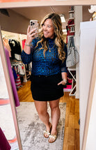 Sideline Spirit Blue Mesh Top-Blouses-Dear Me Southern Boutique, located in DeRidder, Louisiana