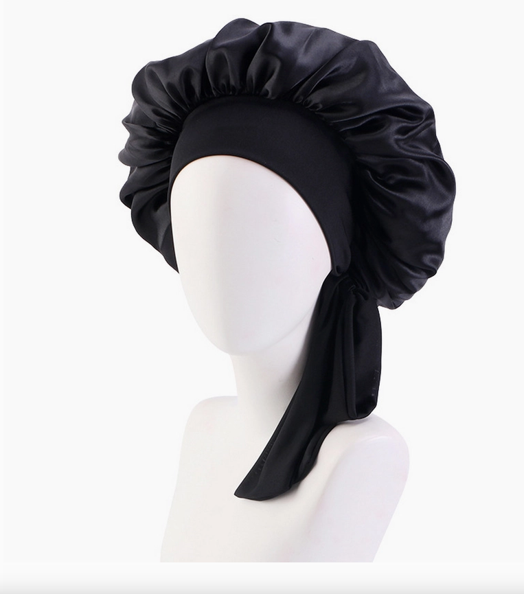 Silk Bonnet - Black-Sleepwear-Dear Me Southern Boutique, located in DeRidder, Louisiana