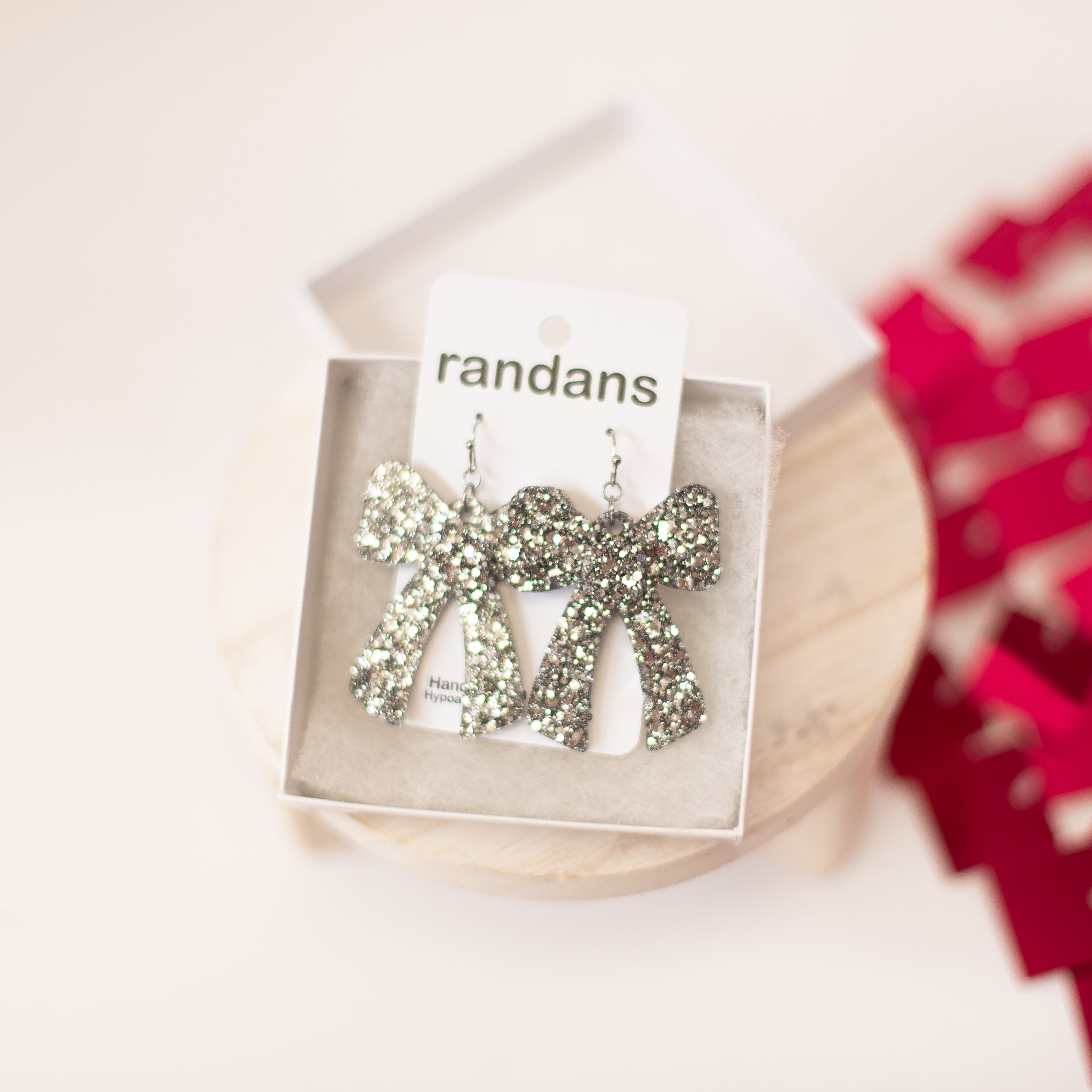 Silver Coquette Bow Randans-Earrings-Dear Me Southern Boutique, located in DeRidder, Louisiana