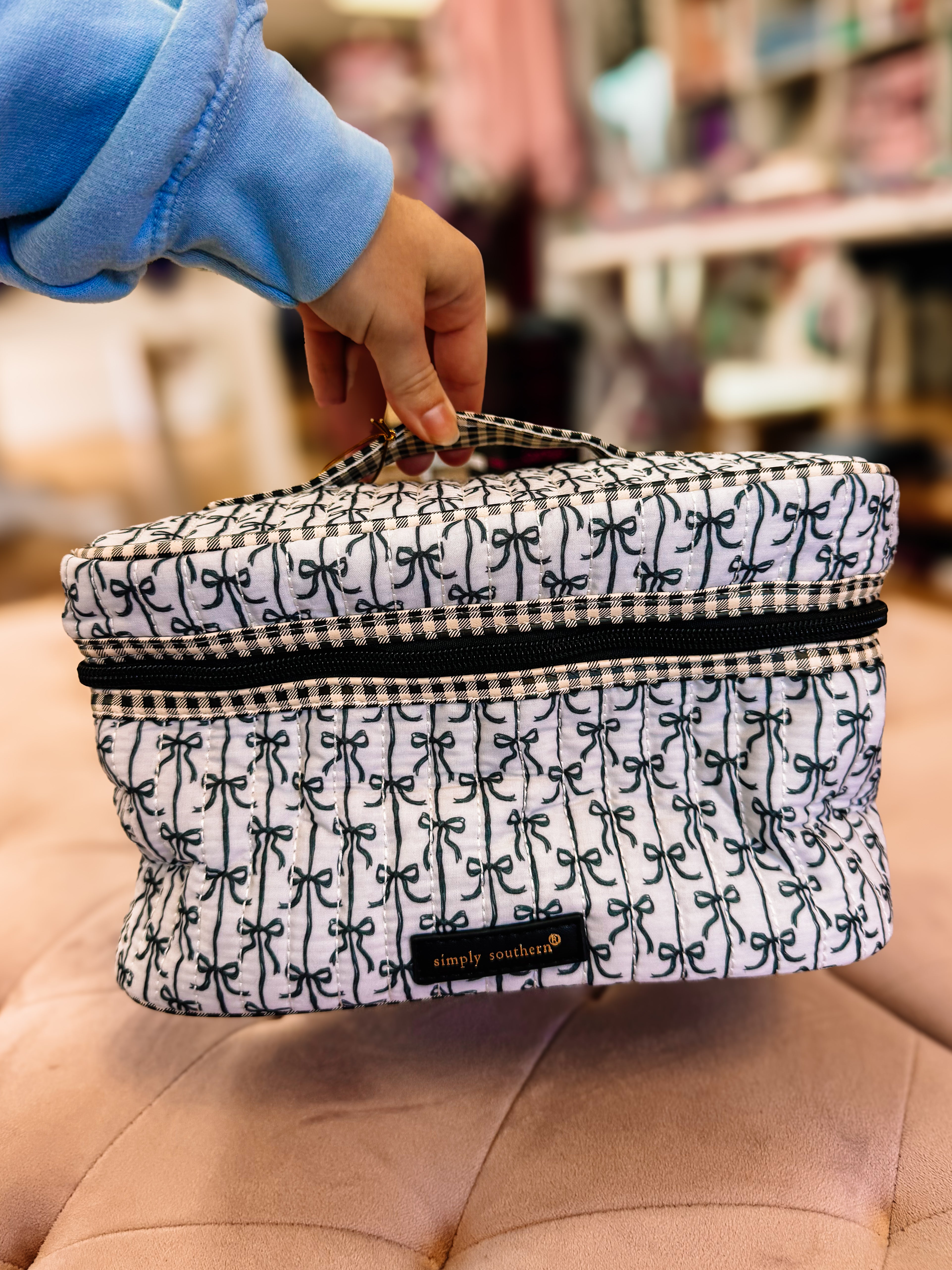Simply Southern Black Bow Large Makeup Travel Bag-Travel Bag-Dear Me Southern Boutique, located in DeRidder, Louisiana