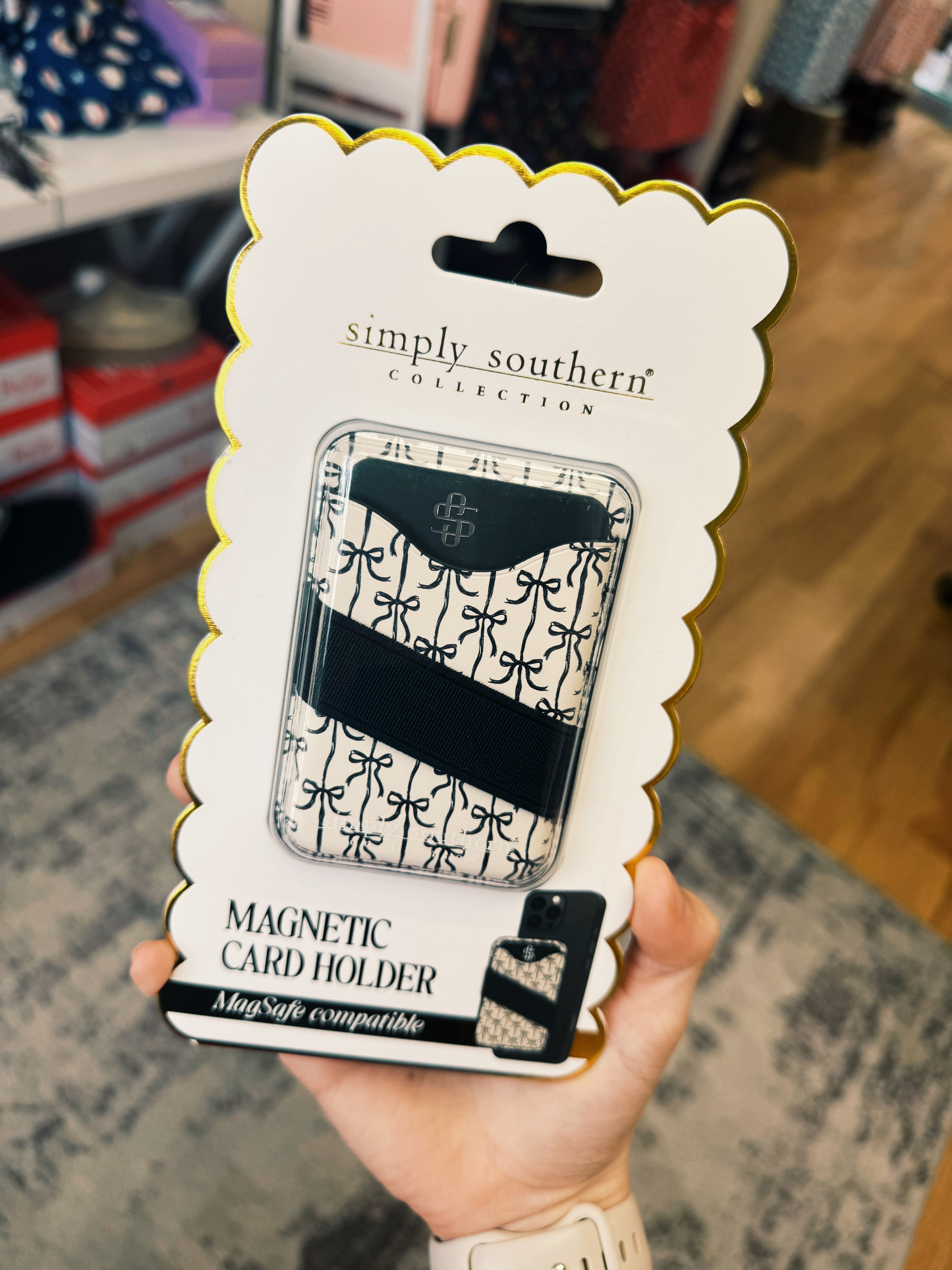 Simply Southern Black Bow Magnetic Card Holder-Phone Accessories-Dear Me Southern Boutique, located in DeRidder, Louisiana