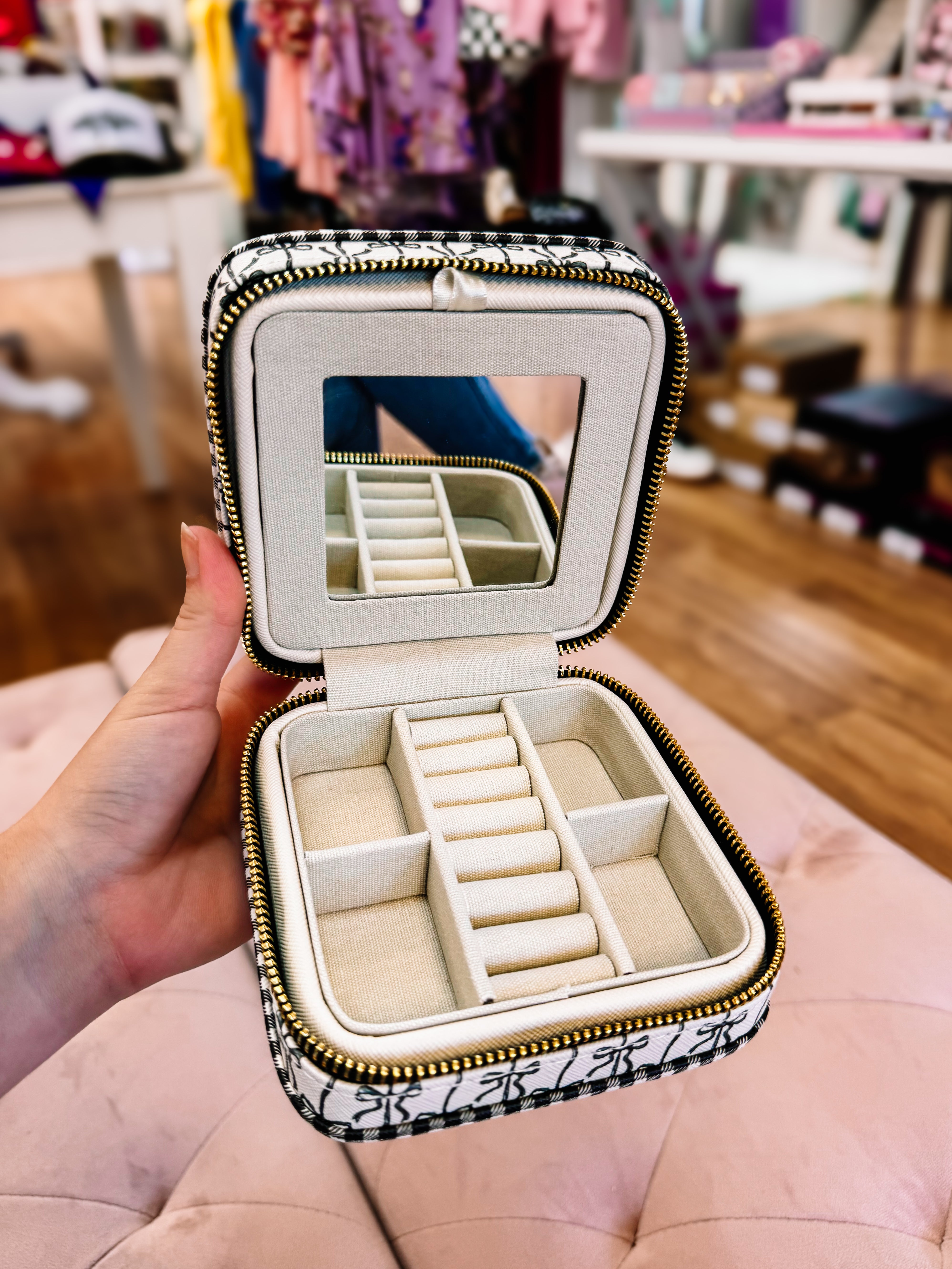 Simply Southern Black Bow Travel Jewelry Case-Travel Case-Dear Me Southern Boutique, located in DeRidder, Louisiana