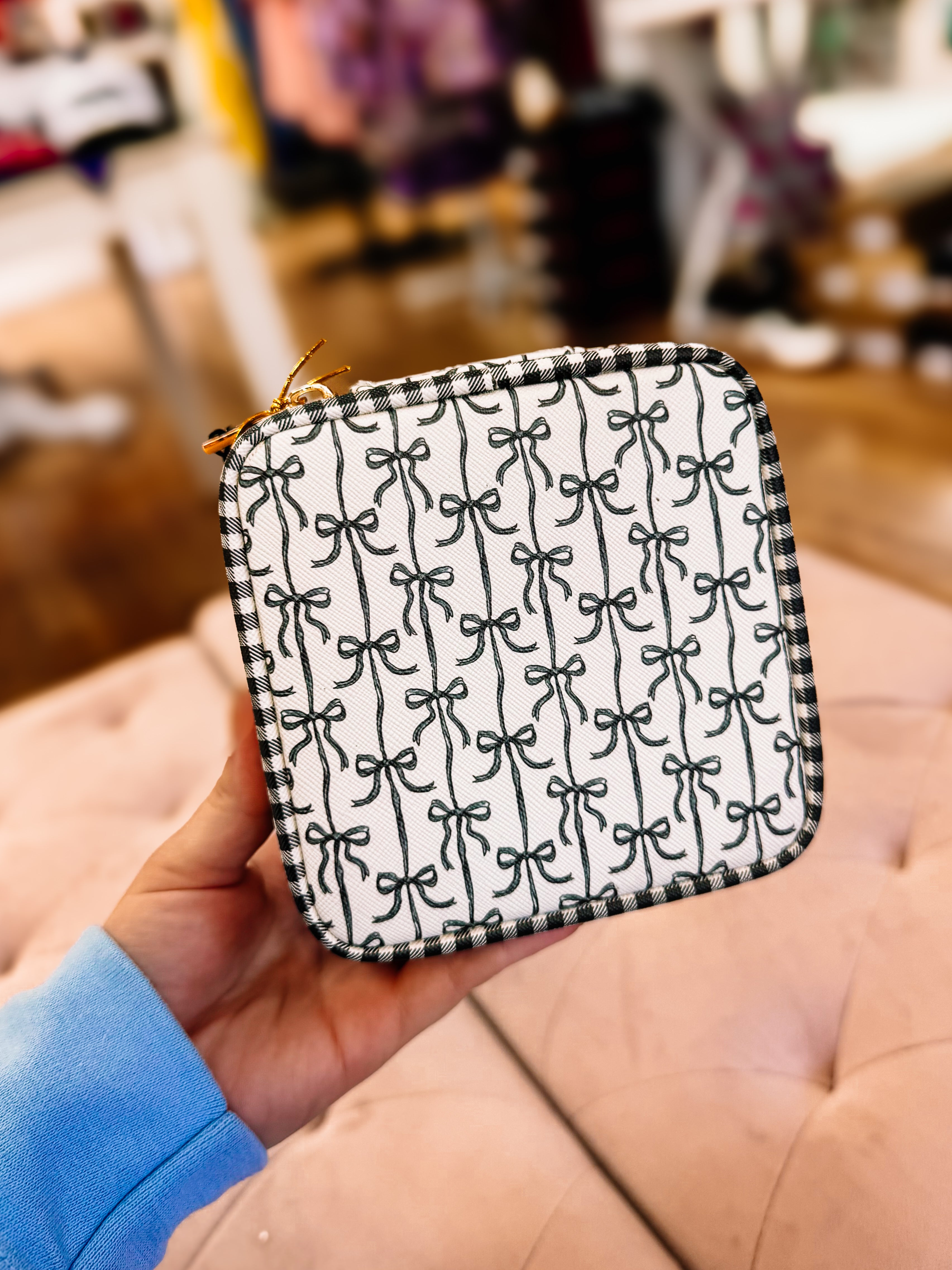 Simply Southern Black Bow Travel Jewelry Case-Travel Case-Dear Me Southern Boutique, located in DeRidder, Louisiana