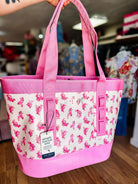 Simply Southern Pink Floral Tote Bag-Dear Me Southern Boutique, located in DeRidder, Louisiana