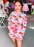 Simply Southern Pretty In Bows & Dots Ruffle Pajama Set-Pajamas-Dear Me Southern Boutique, located in DeRidder, Louisiana