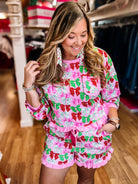 Simply Southern Pretty In Bows & Dots Ruffle Pajama Set-Pajamas-Dear Me Southern Boutique, located in DeRidder, Louisiana