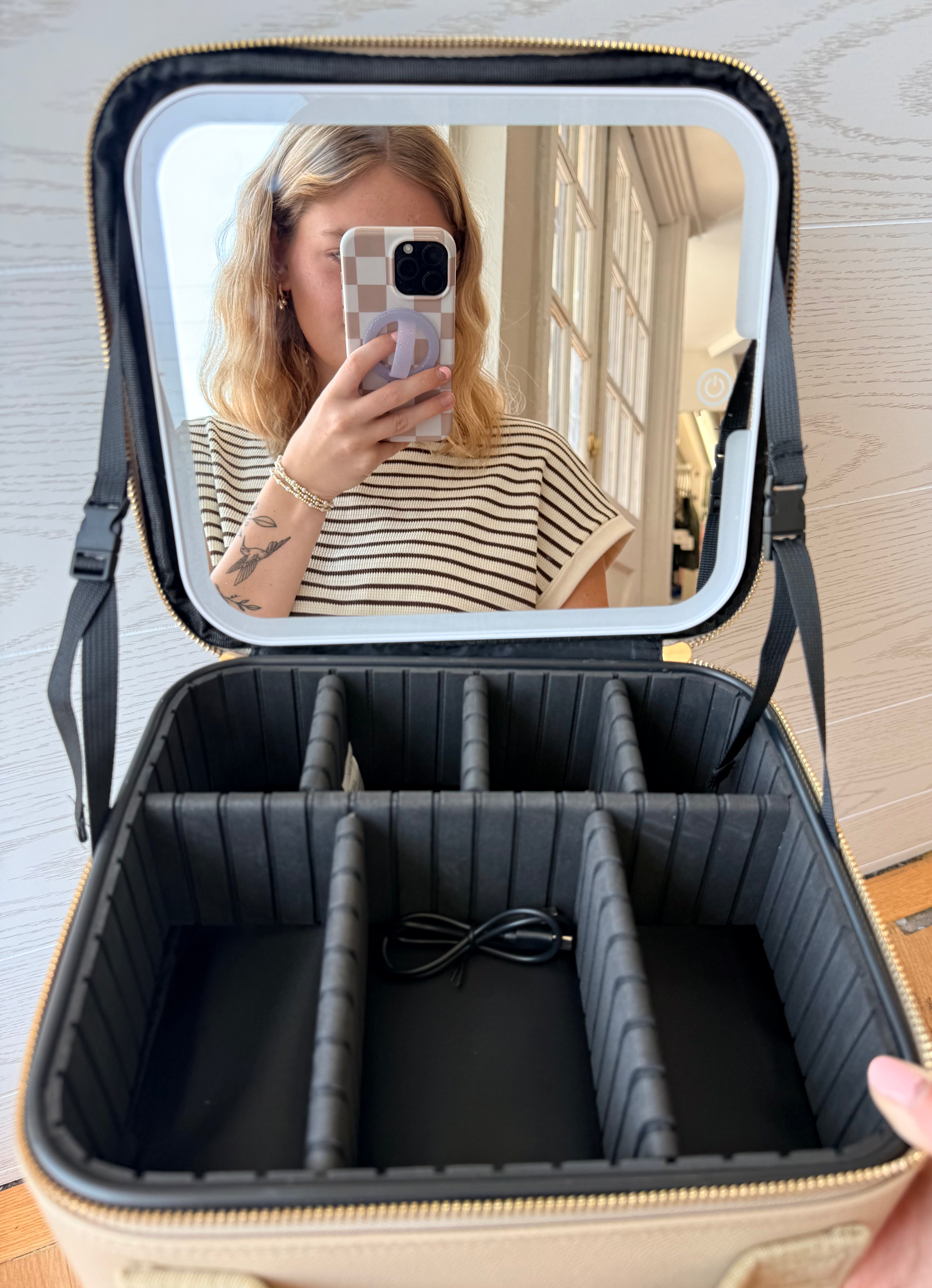 Simply Southern Tan Makeup Case with Light Up Mirror-Travel Case-Dear Me Southern Boutique, located in DeRidder, Louisiana