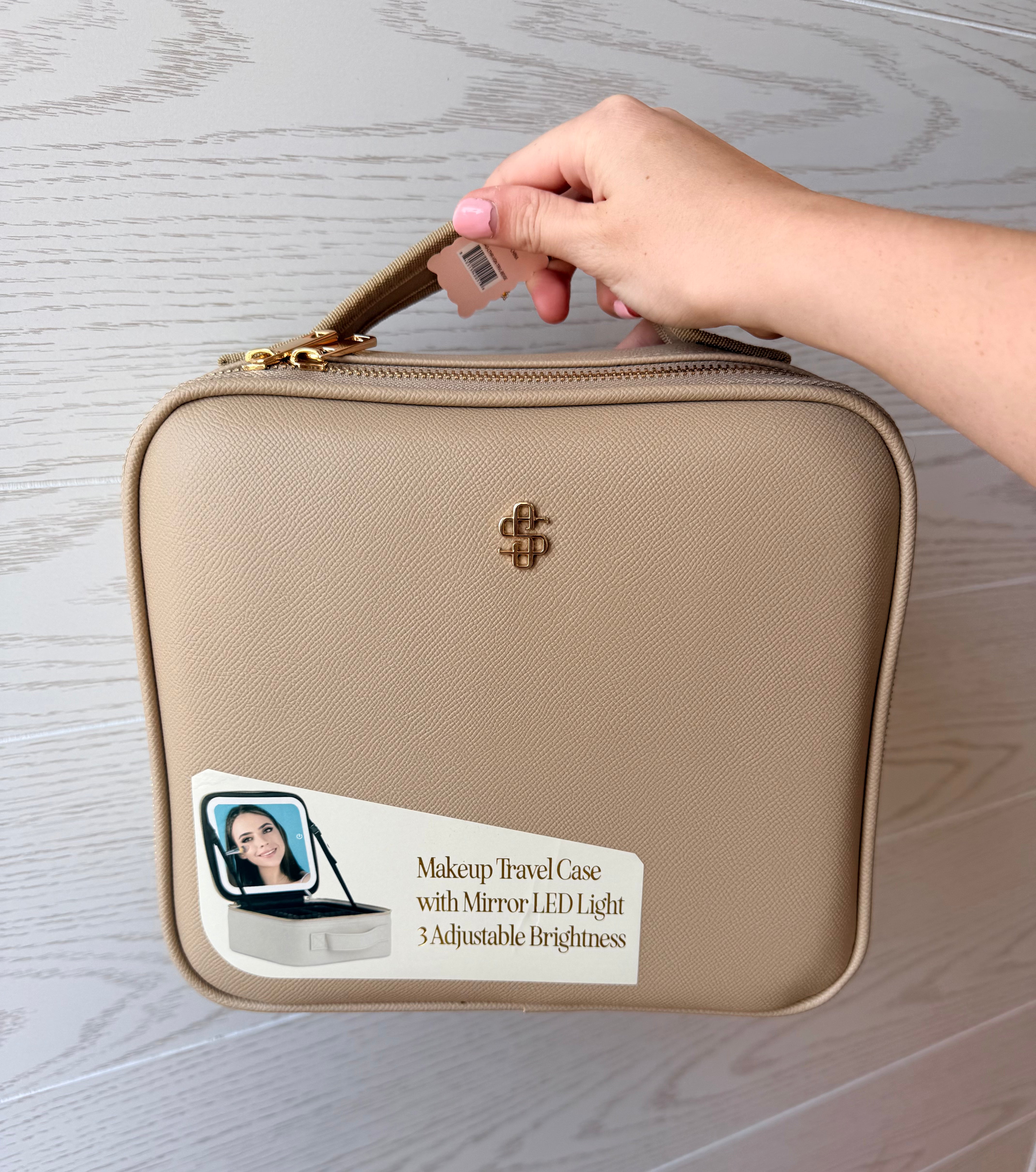 Simply Southern Tan Makeup Case with Light Up Mirror-Travel Case-Dear Me Southern Boutique, located in DeRidder, Louisiana