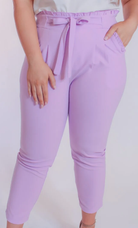Slice of Style Paper Bag Pants - Lavender-Pants-Dear Me Southern Boutique, located in DeRidder, Louisiana