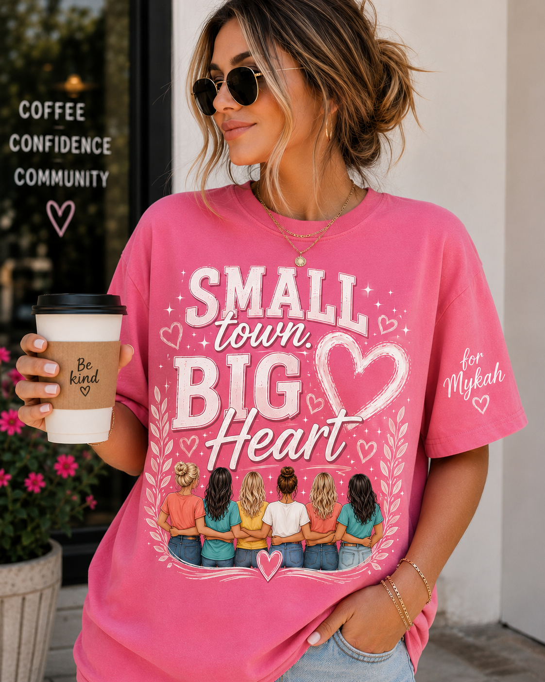 Small Town, Big Heart Tee for Mykah-Graphic Tees-Dear Me Southern Boutique, located in DeRidder, Louisiana