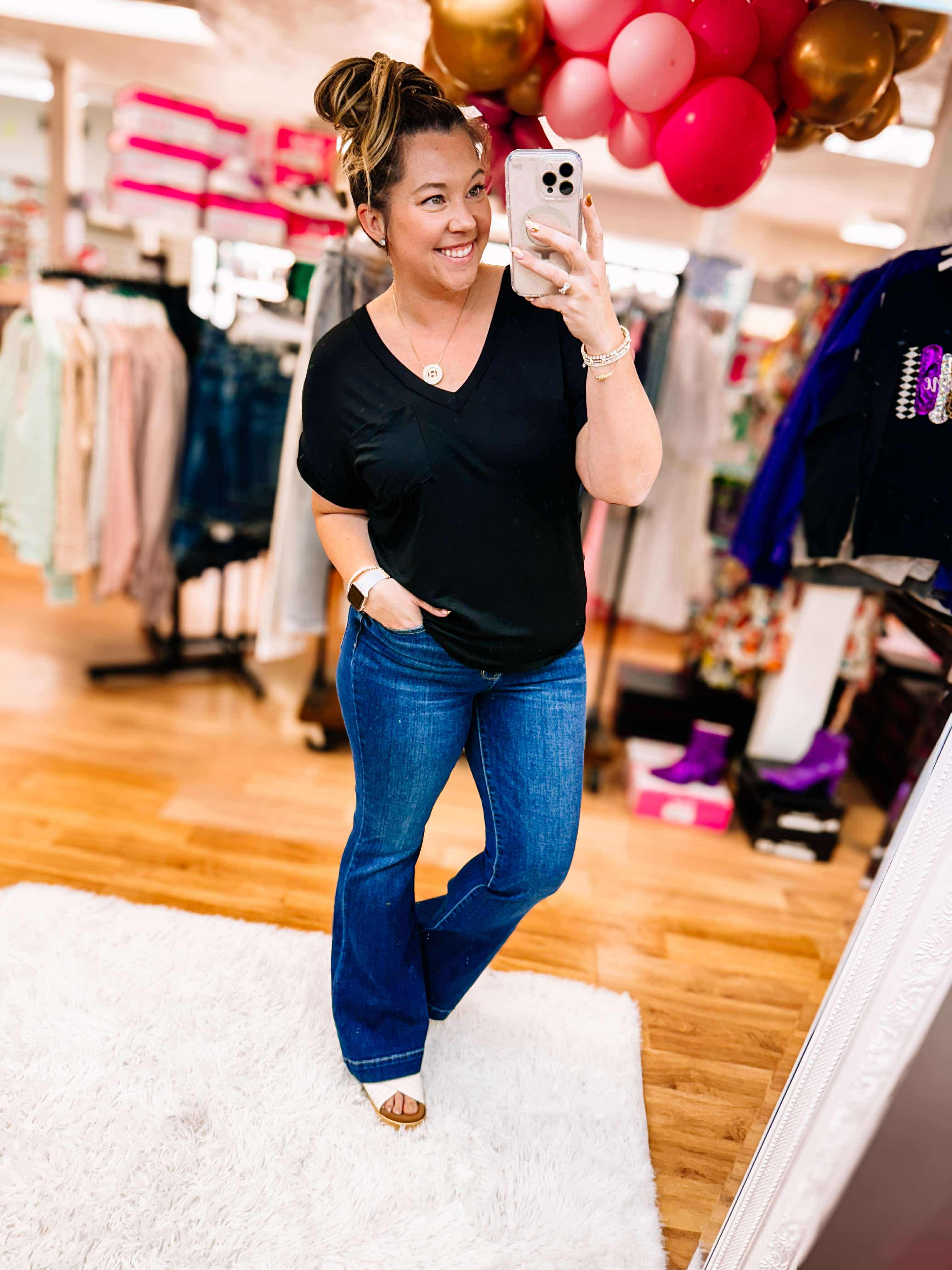 Small Town Smokeshow Trouser Flare Judy Blue Jeans-Jeans-Dear Me Southern Boutique, located in DeRidder, Louisiana