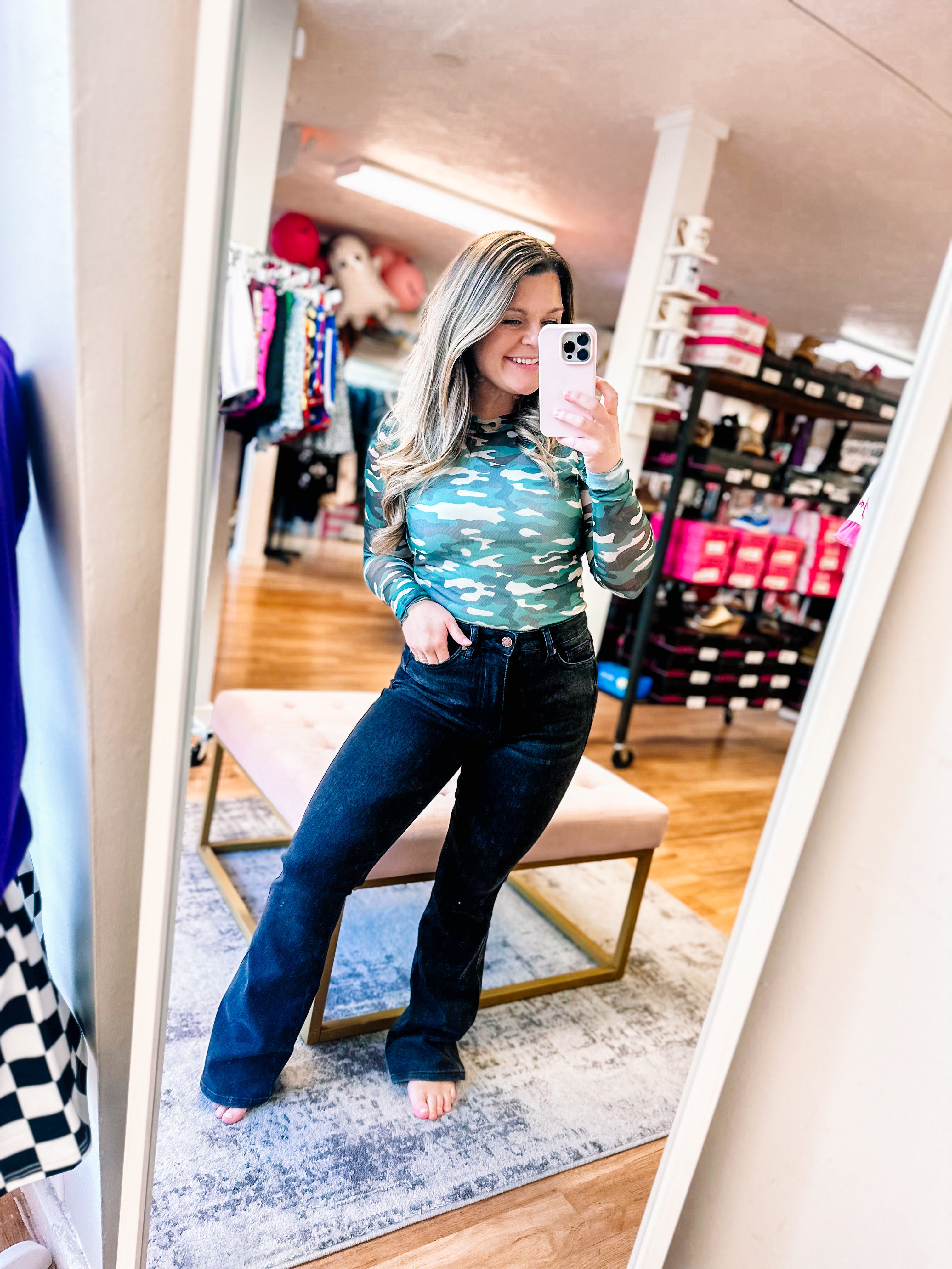 Smoke & Mirrors Tummy Control Short Inseam Judy Blue Jeans-Jeans-Dear Me Southern Boutique, located in DeRidder, Louisiana