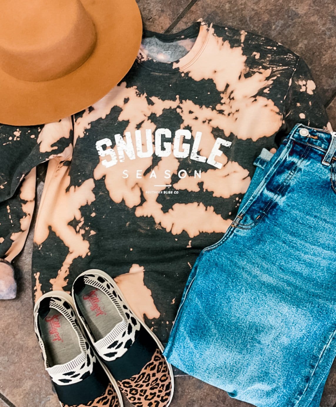 Snuggle Season Bleached Sweatshirt-Dear Me Southern Boutique, located in DeRidder, Louisiana