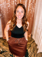 Solid Chocolate Everyday Skort-Skort-Dear Me Southern Boutique, located in DeRidder, Louisiana