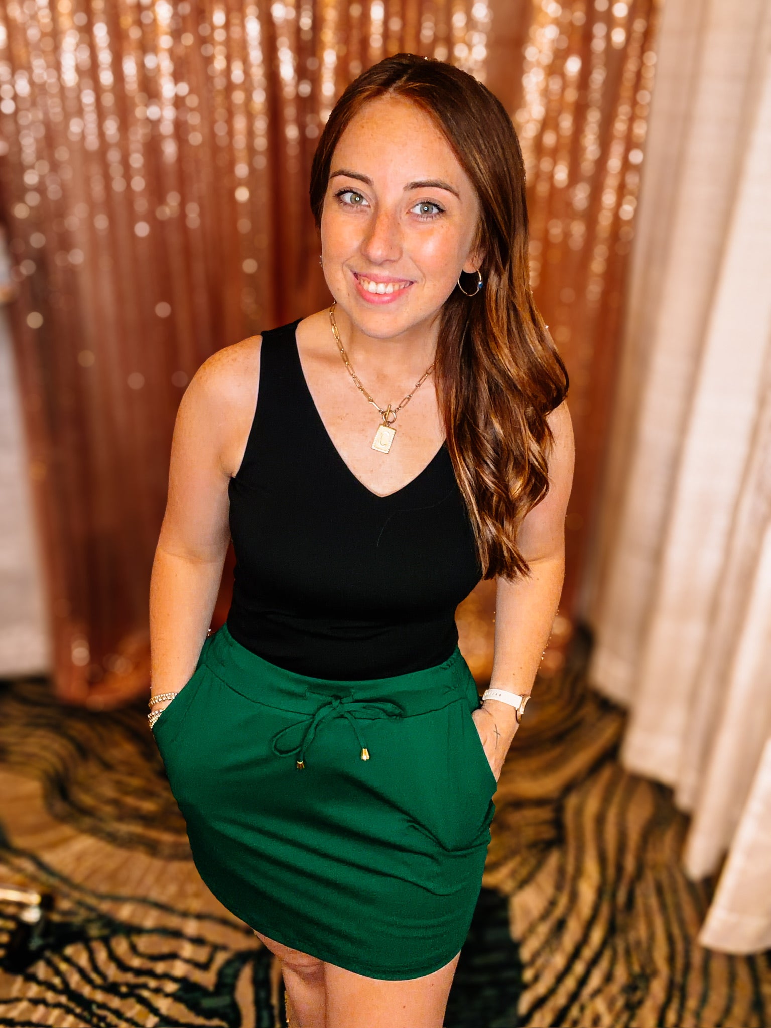 Solid Emerald Everyday Skort-Skort-Dear Me Southern Boutique, located in DeRidder, Louisiana