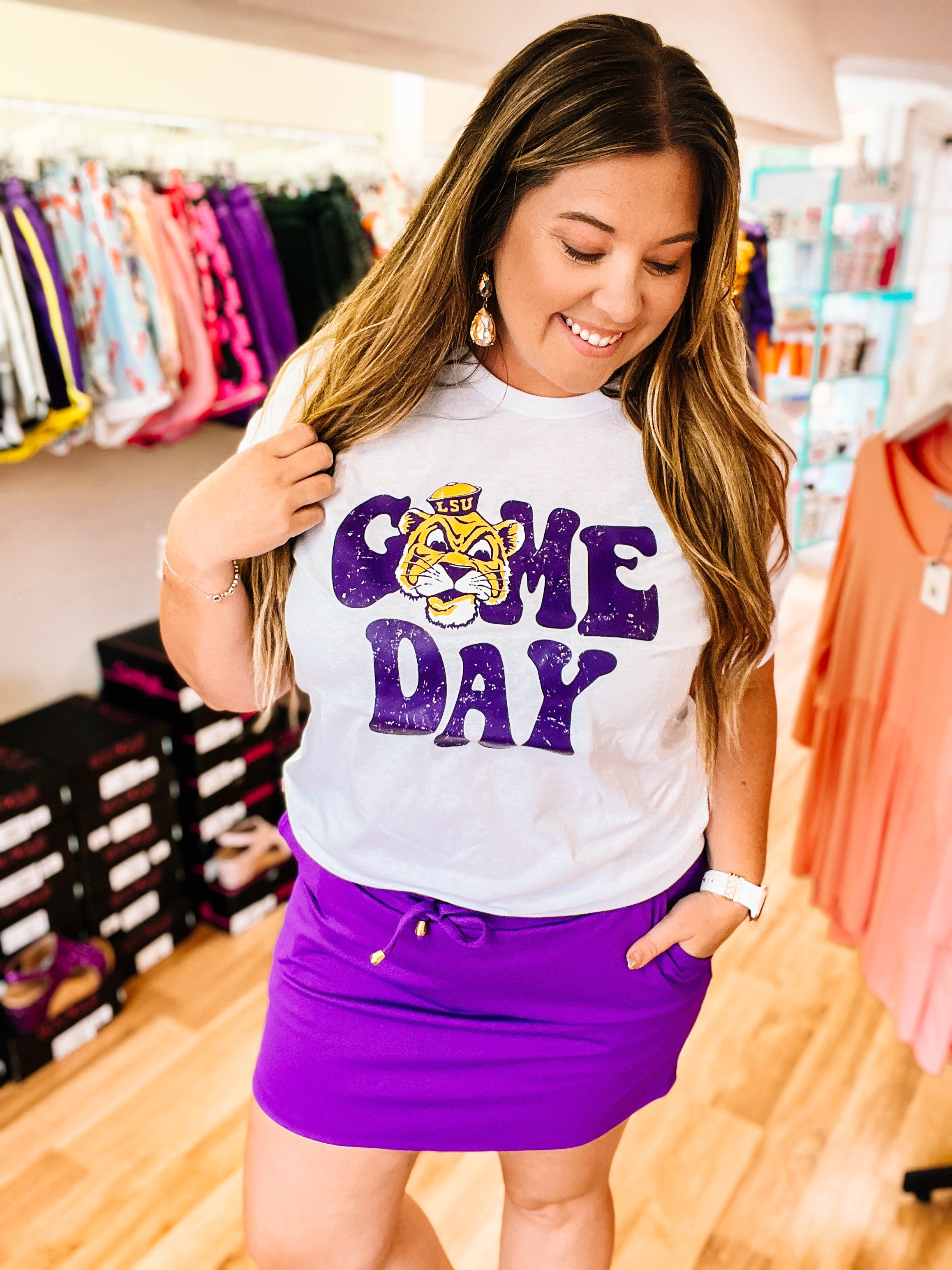 Solid Purple Skort-Skorts-Dear Me Southern Boutique, located in DeRidder, Louisiana