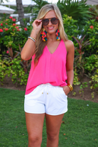 Solid White Everyday Shorts-Everyday Shorts-Dear Me Southern Boutique, located in DeRidder, Louisiana
