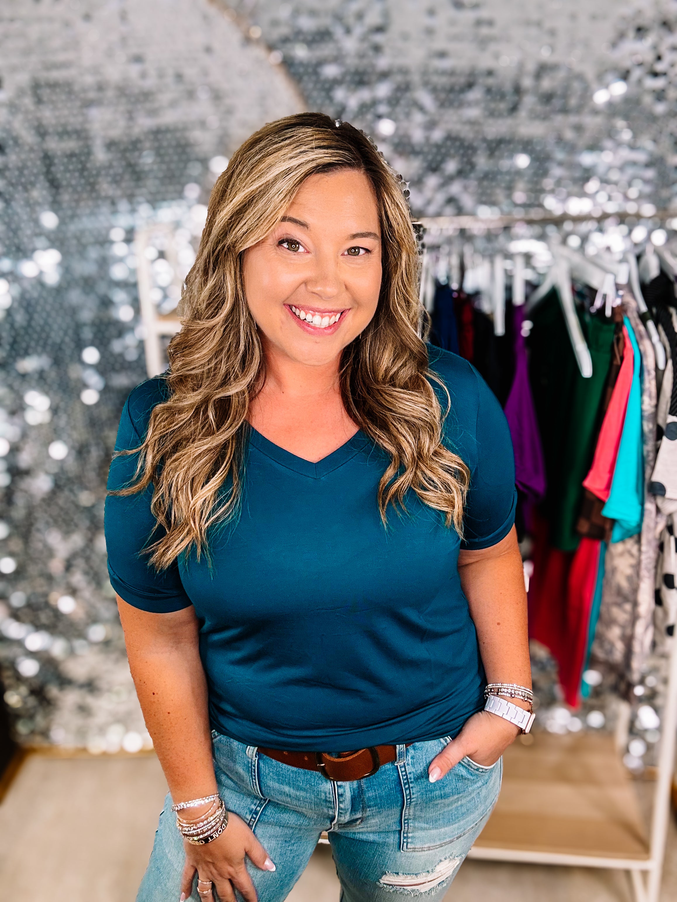 Sophie Tee - Teal-Tops-Dear Me Southern Boutique, located in DeRidder, Louisiana