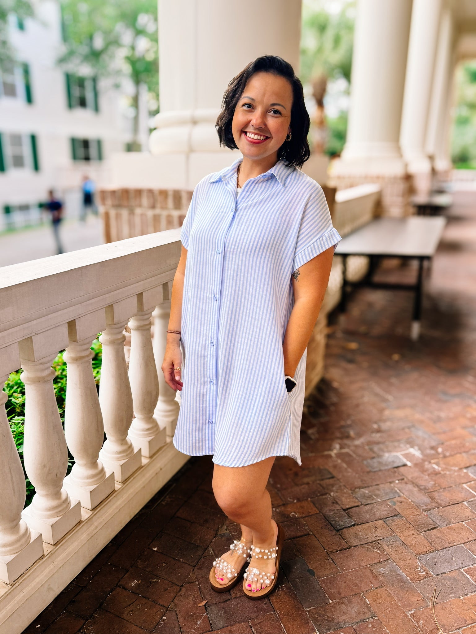 Southern Skies Stripe Dress-Dear Me Southern Boutique, located in DeRidder, Louisiana