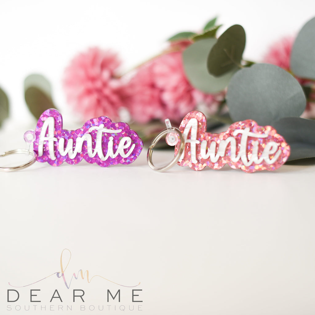 Sparkle Aunt Keychains-Gifts-Dear Me Southern Boutique, located in DeRidder, Louisiana
