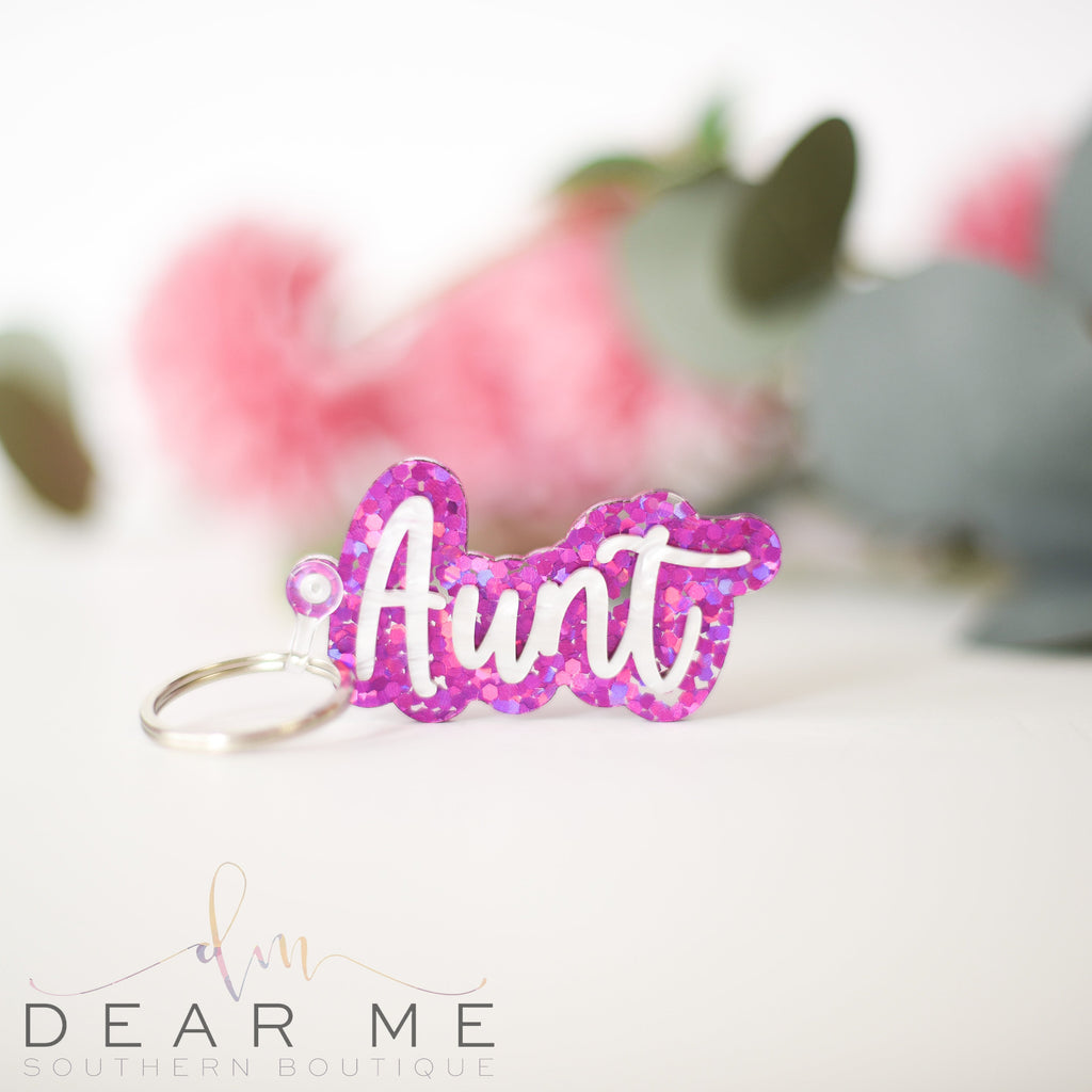 Sparkle Aunt Keychains-Gifts-Dear Me Southern Boutique, located in DeRidder, Louisiana