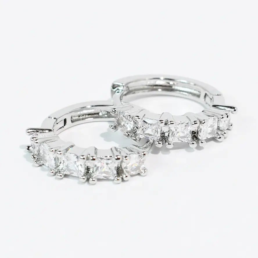 Sparkle Huggies Silver-Jewelry - Earrings-Dear Me Southern Boutique, located in DeRidder, Louisiana
