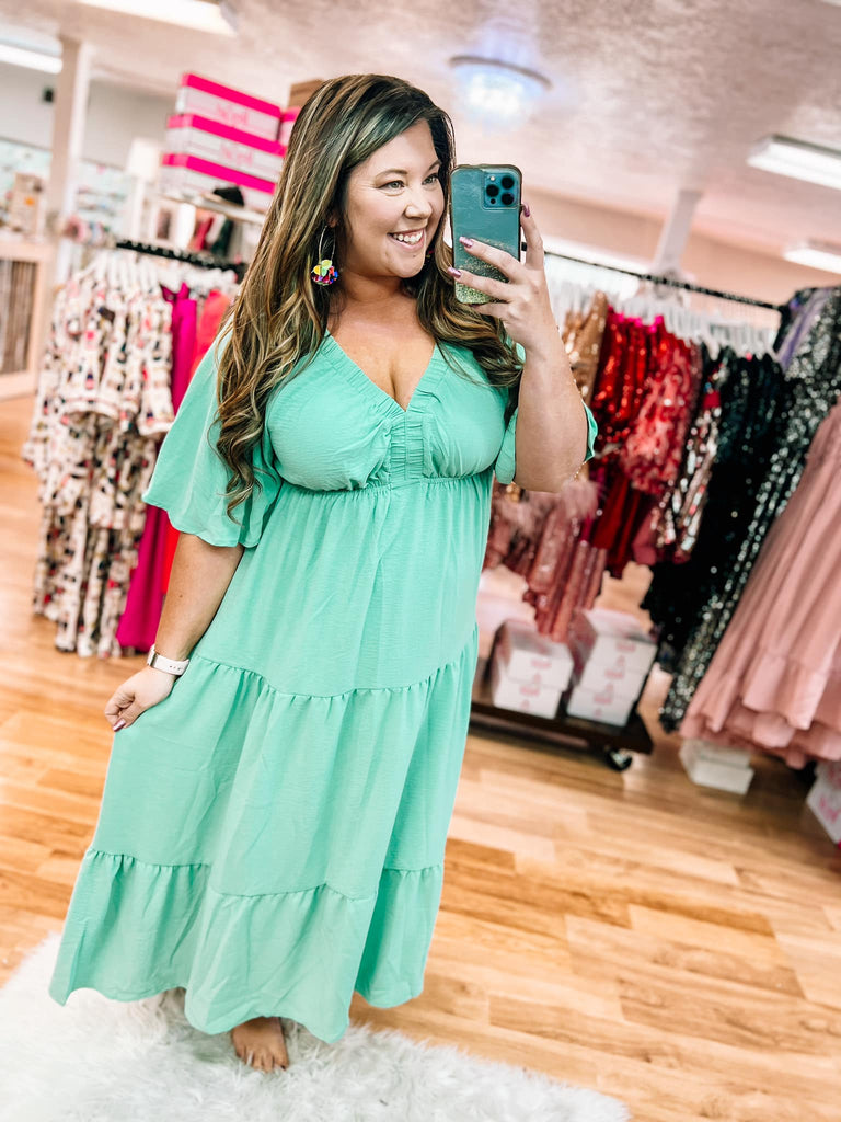 Spin You Around Mint Maxi Dress-Dresses-Dear Me Southern Boutique, located in DeRidder, Louisiana