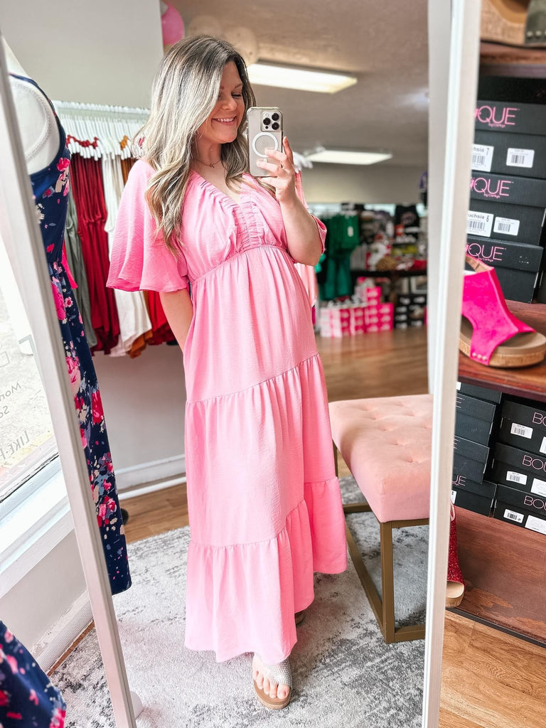Spin You Around Pink Maxi Dress-Dresses-Dear Me Southern Boutique, located in DeRidder, Louisiana