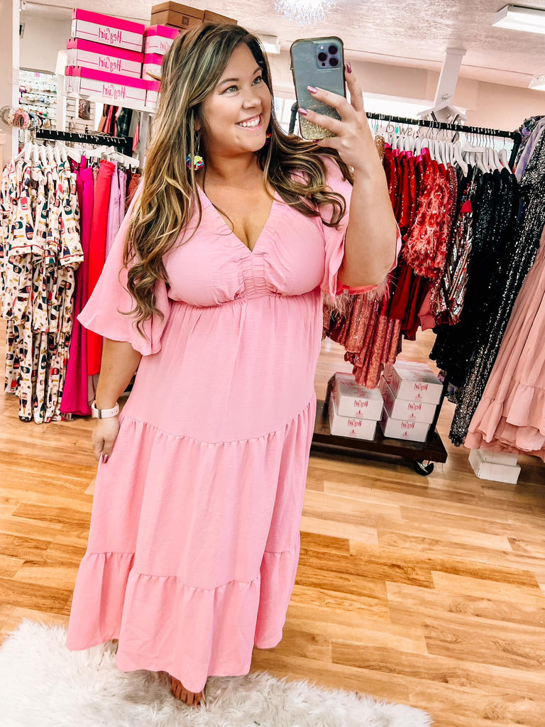 Spin You Around Pink Maxi Dress-Dresses-Dear Me Southern Boutique, located in DeRidder, Louisiana