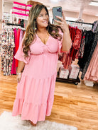 Spin You Around Pink Maxi Dress-Maxi Dresses-Dear Me Southern Boutique, located in DeRidder, Louisiana